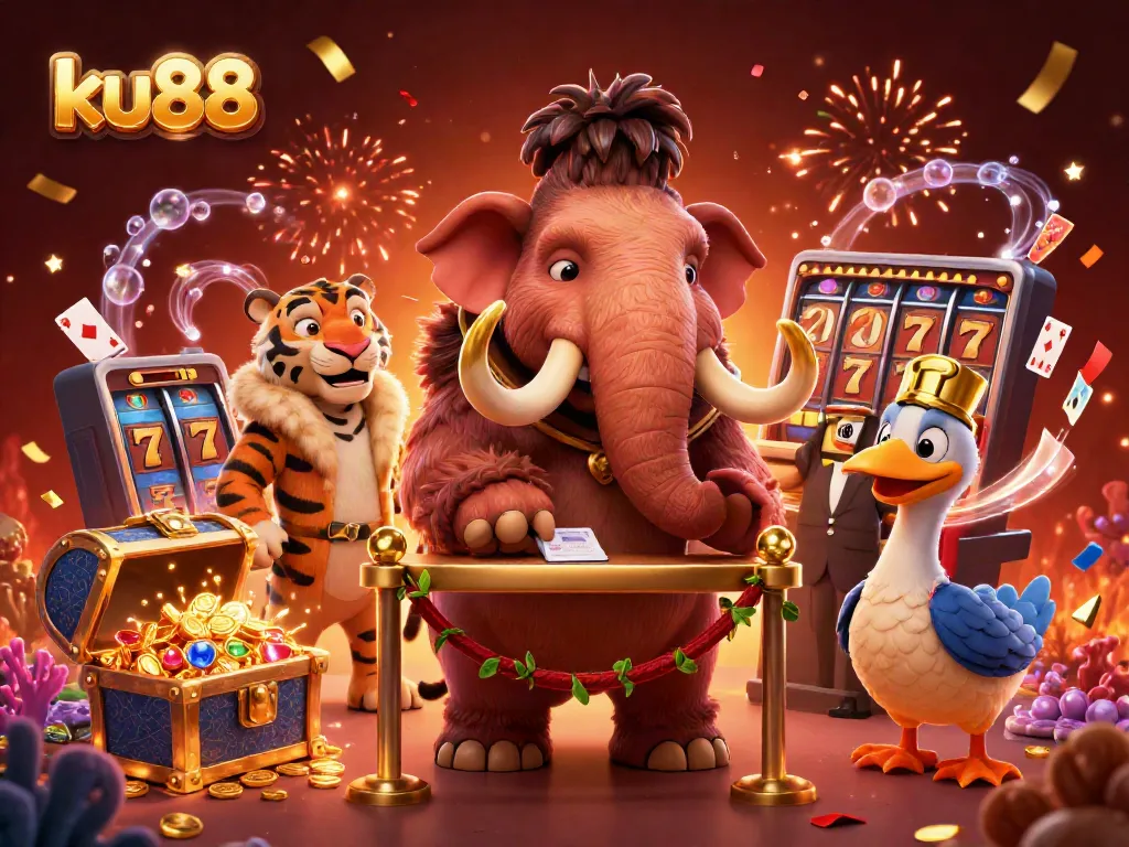 Experience top-tier gaming at ku88 with vibrant characters and rich casino elements.